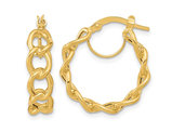 14K Yellow Gold Cable Link Circle Hoop Earrings
